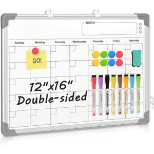 White Board Calendar Dry Erase Calendar Wall, 16" x 12" Small Calendar Whiteboard Dry Erase Hanging Double-Sided, Calendar Board for Drawing, Kitchen, Planning, Memo, School, Home, Office White Board Calendar Dry Erase Calendar Wall, 16" x 12" Small Calendar Whiteboard Dry Erase Hanging Double-Sided, Calendar Board for Drawing, Kitchen, Planning, Memo, School, Home, Office
