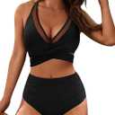 VIMPUNEC Womens High Waisted Bikini Sets Two Piece Swim Suits Tummy Control Bathing Suit Swimsuits (Medium)