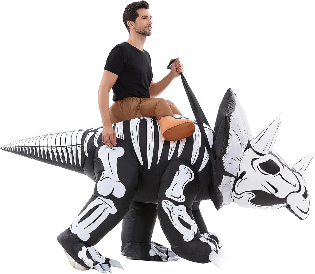 HSCTEK Adult Inflatable Skeleton Dinosaur Costume (Medium, Triceratops)
