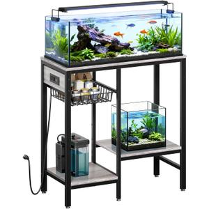 Livofloral 5-10-20 Gallon Fish Tank Stand with Outlet & Adjustable Shelves