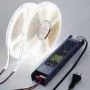 BENLUN 24V COB LED Strip Lights 65.6ft CRI 93 Cuttable with Power Supply
