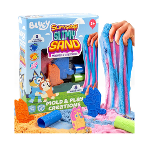 Horizon Group USA Bluey SLIMYGLOOP Slimy Sand Mold & Play Creations, 8-Piece Playset, 3 Scented Colors, Sensory Activity for Kids Ages 3, 4, 5, 6, 7, 8, Multi, Medium