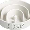 Ceramic Slow Feeder Dog Bowls Small Breed, 0.6 Cups Dog Food Dish for Fast Eaters, Puzzle Bowl for Small Dogs and Cats,White