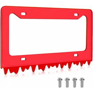 Timtin 1 Sets Red Acrylic License Plate Frame Cover with Screws, Fits Standard 6" x 12" Inches Car Plate, Transparent Universal Car Tag Frame Holder Accessories