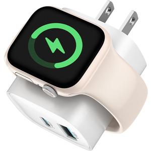 Charging Blocks for Apple Watch, 3-in-1 PD 20W USB C Charger Block with Built-in Wireless Smart Watch Charging, Dual Ports Wall Charger Compatible with iPhone,AirPods,iWatch