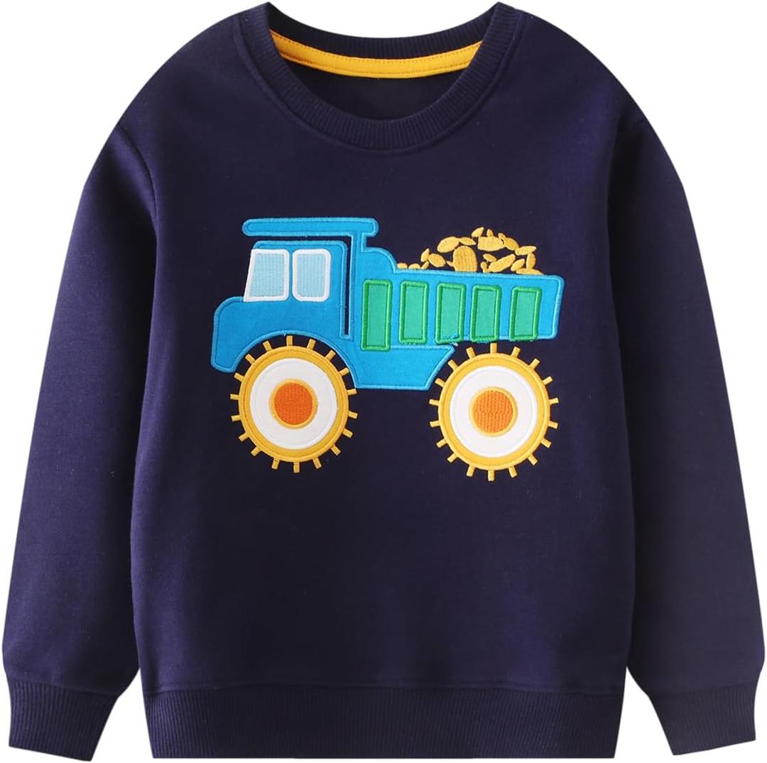 Baby Toddler Boy's Cotton Crewneck Sweatshirt Christmas Clothing 1-7Y (Blue)