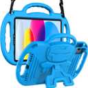 LTROP Kids Case for iPad A16 11th Generation (11-inch,2025)/ 10th Generation (10.9 Inch,2022)/ Air 5th/ 4th Gen 10.9 with Shoulder Strap, Shockproof Lightweight Handle Stand Child Bumper Case, Blue