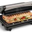 Alpha Living Electric Griddle Panini Press Sandwich Maker Stainless Steel Panini Grill Press Sandwich Maker with Aluminum Griddle Non-Stick Coating 180-Degree Hinge for Thick and Thin Foods