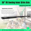 383152 50" RV Awning Inner Drive Arm Replacement, Compatible with Solera Regal 69" Awning Arm Assemblies, Precision-Fit 50"x1.75" Black Aluminum Rail, Rust-Resistant Powder-Coated with Drill Bit