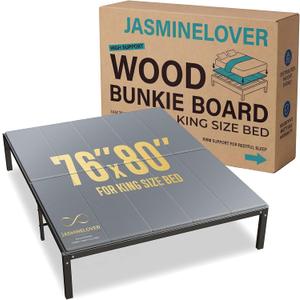 Bunkie Board King Size Bed Boards for Under Mattress 76"x80" - Heavy Duty Reinforced Wood Support Board with Anti-Sag Design, Fits Metal Frames/Platform Beds/Sleeper Sofas - Grey