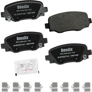 Bendix Priority1 CFC1734 Ceramic Rear Brake Pads for Chrysler 200 (2015-2017), Jeep Cherokee (2014-2023)