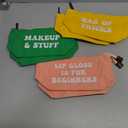 6 Pack Small Cosmetic Canvas Makeup Bags for Women with Zipper, 3 Colors and Designs (8 x 4 x 6 In)