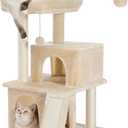 PAWZ Road Cat Tree Luxury Cat Tower with Double Condos, Spacious Perch, Fully Wrapped Scratching Sisal Posts and Replaceable Dangling Balls Beige (34 Inches, Beige)