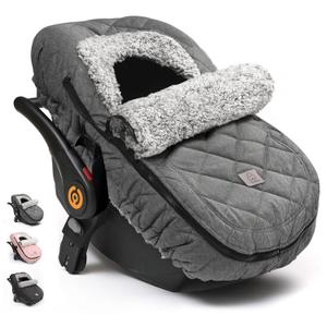 ACRABROS Car Seat Cover Baby: Winter Infant Carseat Canopy for Boy Girl Newborn, Zipper Peeping Window, Warm Cozy Cold Weather Waterproof Fitted, Heather Grey