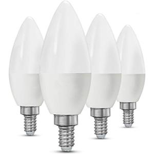 CTKcom 5W E14 Base LED Candelabra Bulbs(4 Pack)- C37 Daylight White 6000K LED Candle Light Bulb,Ceiling Fan Lights,Decorative Bulb,550LM,UL-Listed,AC 85-265V