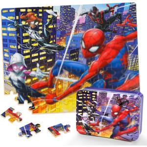 Puzzles for Kids Ages 4-8,Kids Puzzle in a Metal Box,Cool Kid Small Puzzles Toys,Children Boys Girls Learning Educational Toy,100 Pieces