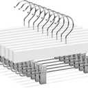 Nature Smile 11.8'' Kids Baby Toddler Children Solid Wooden Pants Hangers,Wood Skirts Hangers,Trousers Bottom Hangers with 2-Adjustable Clips Anti-Rust Hook Pack of 10 (White)