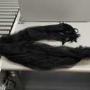 CosplayDiy Adult Gothic Feathered Witch Vampire Cape Evil Queen Cosplay Feather Collar Cape Steampunk Cloak (Black)