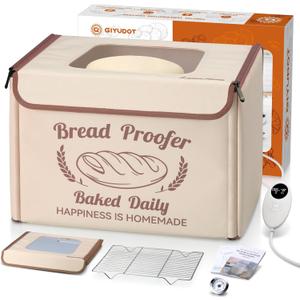 Folding Bread Proofing Box with 50-113 Temp Control & 48H Timer, Dough Proofer with Metal Rack, Humidor, Recipes, Ideal for Sourdough, Bread Baking, Pizza, Yogurt, Kombucha, Precise Control