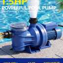 LuxBlue 1.5HP In/Above Ground Pool Pump | Powerful Self-Priming Pool Pumps | Max 6060GPH, 52FT Head Lift for Energy Efficient Water Circulation & Filtration, Includes 1.25"/1.5"/2" Hose Connectors