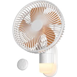 10 Wall Mount Fan with Light & Remote Control for Small Spaces, RV Fan with 30dB Quiet, 20ft Powerful Airflow , Timer,90 Auto Oscillating,4 Speeds,180 Adjustable Tilt for RV/Bedroom/Bathroom/Office