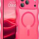 BENTOBEN Magnetic for iPhone 17 Pro Max Case, Cute Wavy [Full Camera Protection][Compatible with MagSafe] Matte Anti-Slip Bumper Women Girls Boys Protective Cover for 17 ProMax 6.9", Hot Pink