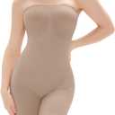 Shapewear Bodysuits for Women, Tummy Control Full Body Shaper with Removable Straps, Seamless Strapless Body Suit (Beige, S)