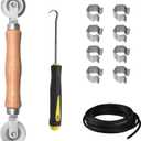 BAYTORY Window Screen Repair Kit, Steel Roller Tool with Bearing, Spline Removal Hook, 32ft Retainer Spline and 8Pcs Screen Clips Replacement for Installing Door Mesh Screens