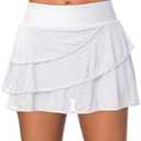 Aleumdr Women's Waistband Layered Swimdress Ruffle Swim Skirt Swimsuit Bottom) Size M