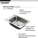 Houzer Glowtone ADA Compliant 17 inch Stainless Steel Topmount 3-hole Bar Sink with Strainer- A1722-7BS-1, 1 Pack