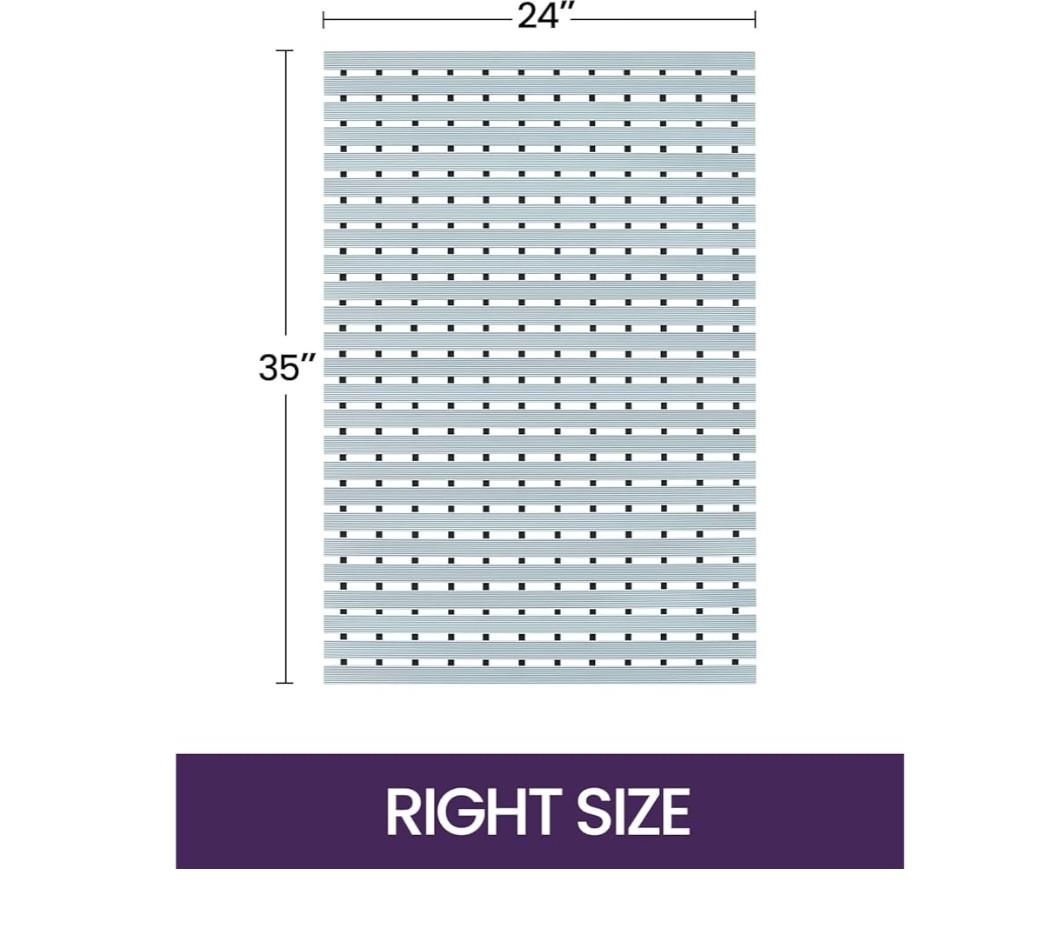 DEXI Bathtub Shower Mat Non Slip, 24x35 Bath Tub Floor Mats, Textured Bathroom Bathmat, Drain Holes, Washable, Easy Dry, White