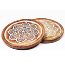 Thanksgiving Gifts Wooden Set of 2 Mandala Design Trivet for Hot Dishes Plates & Pots Holder Hot Pad for Kitchen & Dining Table Décor Cookware Heat Resistant Rustic Decorative Carvings 8 Inches