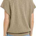 Saodimallsu Womens Short Sleeve Crewneck Sweater Summer Tops Casual Loose Knit Lightweight Basic Pullover Shirts (Small, Khaki)