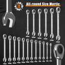 Egofine Ratcheting Wrench Set, 6 mm - 24 mm Metric Wrench Set 18pc, 72 Teeth Combination Wrenches Set, Chrome Vanadium Steel with a Roll Up Storage Bag