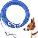 Tie Out Cable for Dogs,10/20/30/50/100FT Dog Leads for Yard Chew Proof,Heavy Duty Tie Out Cable for Large Dogs Up to 125lbs,Dog Runner Tether (Blue, 125Ibs 30ft)