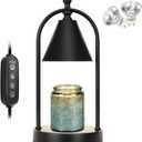 Soilsiu Candle Warmer Lamp with Timer, Electric Black Candle Warming Light for Bedroom, Dimmable Wax Melts Warmer for Home Decor Beside Lamp Gifts for Women (2 Bulbs Included)