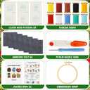 Mindsoft 6 Pcs Christmas Punch Needle Kits for Adults Beginners Punch Needle Coaster Xmas Embroidery Kit with 6 Patterns Yarn Tools Felt Embroidery Hoop Instruction for DIY Christmas Craft Night Ideas