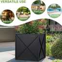 BAYN Metal Square Planter Box Tall Planters for Outdoor Plants Modern Heavy Duty with Drainage Holes for Outside Indoor Patio Deck - Black, 17x 17x 18