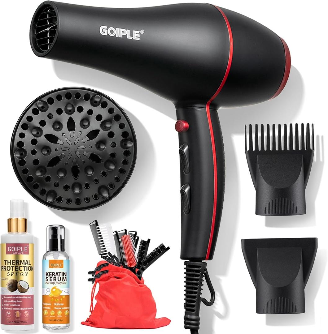 21Pcs Professional Hair Dryer Kit - Ionic, Lightweight, Low Noise, Constant Temperature, 1800W Blow Dryer for Women and Men - Includes Hair Dryer, Nozzles, and Accessories Set