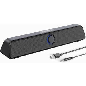 LENRUE Computer Speakers for Desktop,PC Speakers with Single USB for Power and Stereo Sound,Touch Lights Gaming Speakers Sound bar for Desktop PC Monitor Laptop (USB-C Adapter Included)