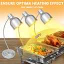 Food Heat Lamp, Commercial Food Warmer Lamp Includes 250W Infrared Bulb, 110V Stainless Steel Heat Lamps for Food Warming in Restaurant, Buffet, Catering, Home (Silver, 2 Bulbs)