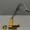 Faustina Brushed Gold Waterfall Bathroom Faucet 1 Hole Single Handle,Wide Open Spout Waterfall Bathroom Faucet with Pop Up Drain,Stainless Steel Utility Sink Faucet RV Bathroom Vanity Faucet Basin