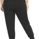 ZERDOCEAN Women's Plus Size Casual Yoga Joggers Comfy Loose Workout Lounge Pants with Pockets (Black)