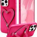 Jusy Case for iPhone 11 Pro Max, Cute Heart with 3D Heart Stand Slim Fit Liquid Silicone Soft Anti-Scratch Microfiber Lining Shockproof Protective Phone Cover for Girly Women Case - Hot Pink