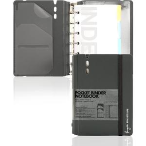 CAGIE A7 Binder 6 Ring Notebook with Dividers Refillable Planner Binder with Pockets, A5 Refill Paper Include Planning Square Ruled and Dotted Pages, 4.13 x 5.71 In, (Grey, A7 Hourly&Dot Page)