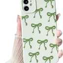 NITITOP Compatible with iPhone 11 Case Cute Bow Knot Ribbon Pattern for Girls Women Trendy Bowknot Slim Fit TPU Bumper Silicone Shockproof Full Camera Protection Cover - Green
