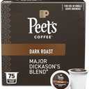 Peet's Coffee, Dark Roast Single Serve Coffee Pods - Major Dickason's Blend 75 Count (1 Box of 75 Pods), 6/26/2026