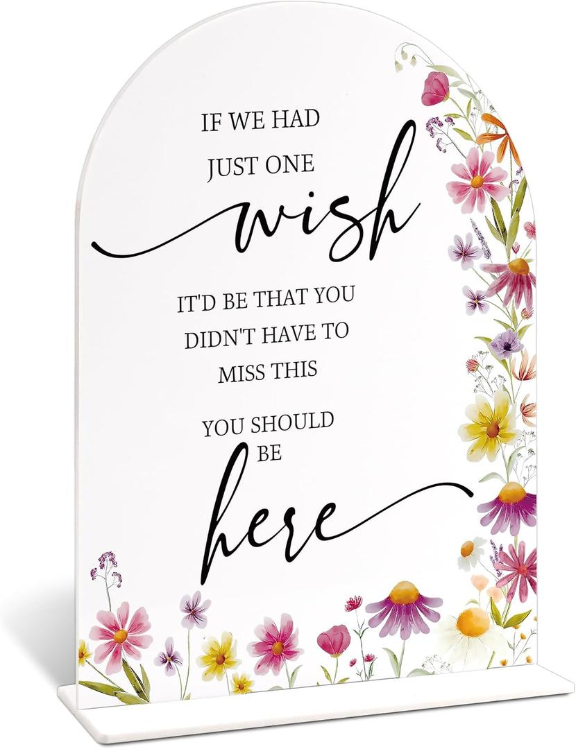 2 x You Should Be Here Wedding Memorial Table Sign, Wild Flower Arch Acrylic Wedding Signs for Reception, Love Is In Bloom Bridal Shower Floral Engagement Party Decorations, 6x8 Inch