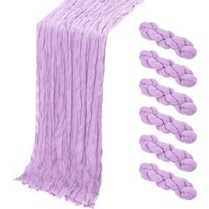 6 Pack Lavender Cheesecloth Table Runner, 17 x 108 Inch, Gauze Cheese Cloth Table Runner Rustic Sheer Runner for Wedding Birthday Party Baby Shower Table Decor(Lavender)