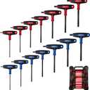 XOOL 14PCS T Handle Allen Wrench Set, Metric & SAE Hex Key Set, Long Arm Hex Key Wrench Set with Portable Organizer